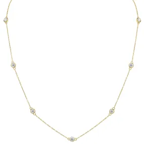 1 1/2 Carat TW Bezel Set Diamond Station Necklace in 14K Yellow Gold