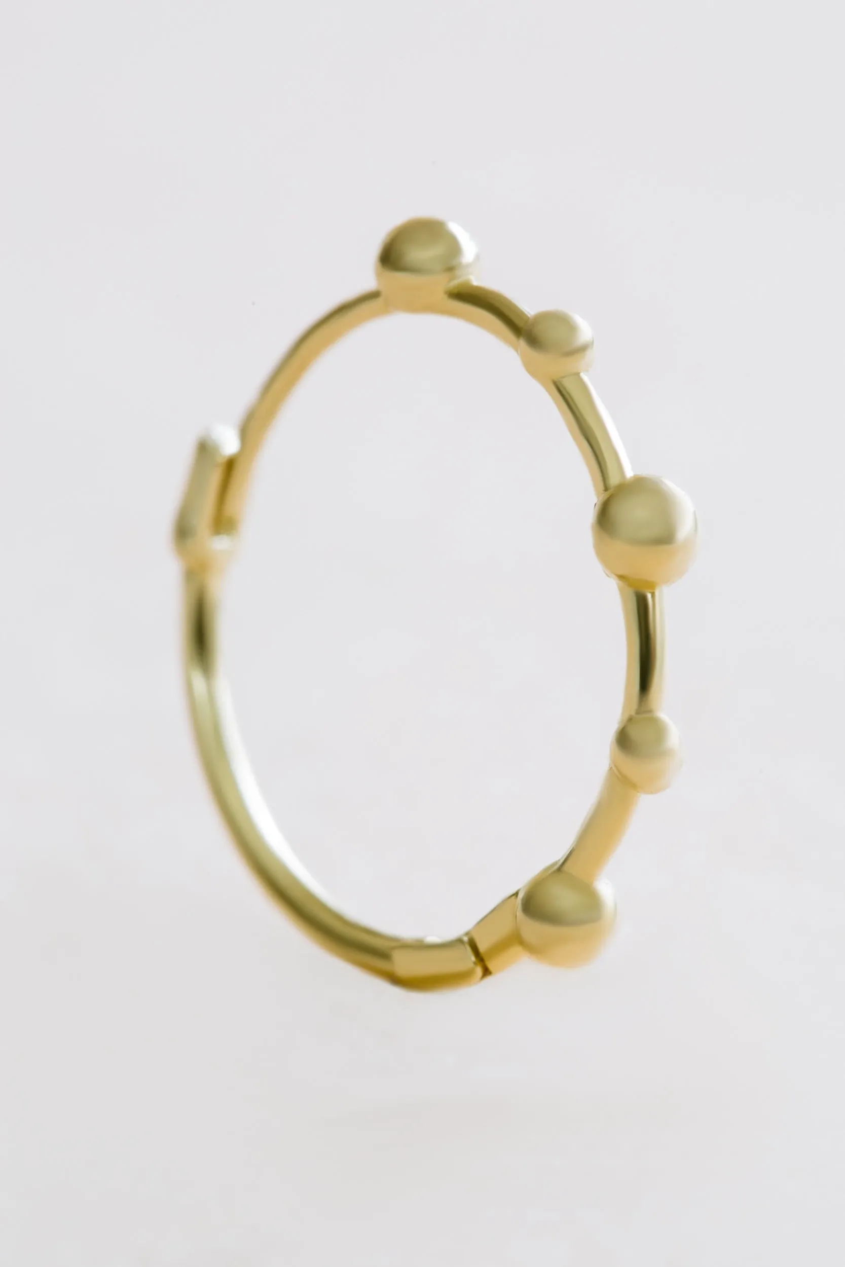 14K Solid Gold Jewelry Comet Beaded Ball Piercing Earring Hoop Ring