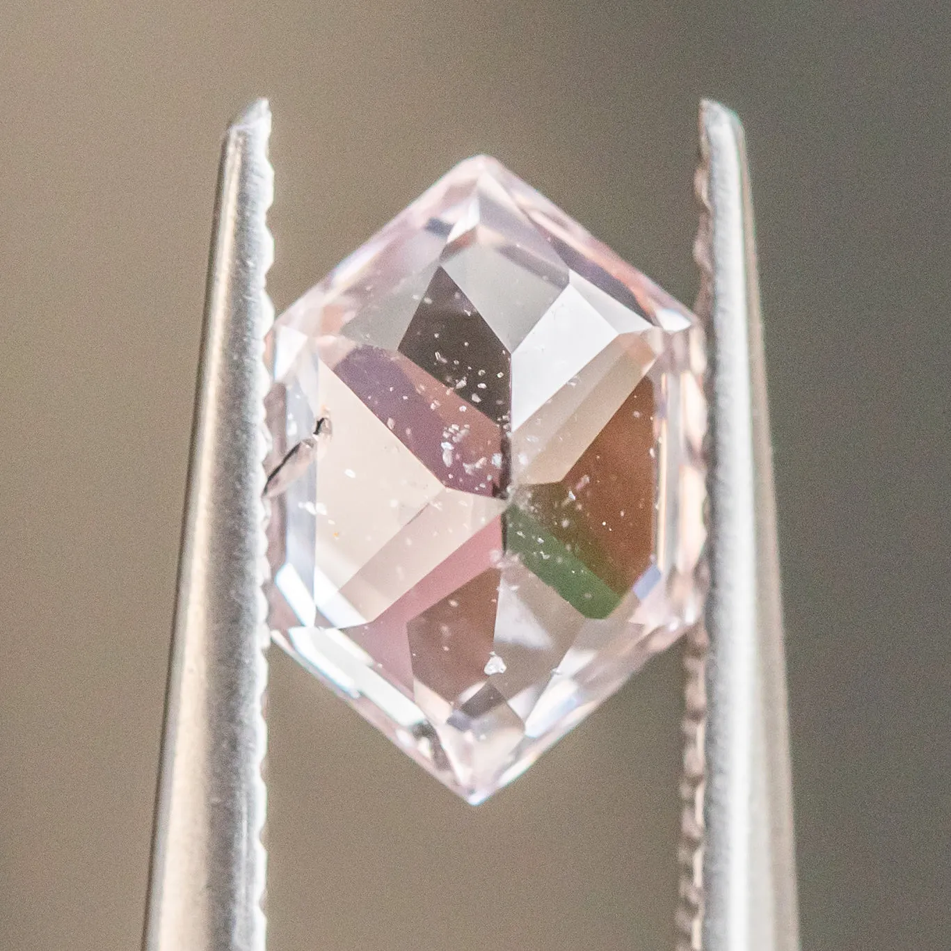 1.76CT ELONGATED HEXAGON SAPPHIRE, LIGHT PINK, 8.44X5.84X4.45MM, UNTREATED