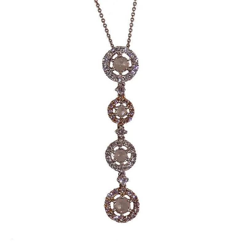 18KT W/G R/G PINK & WHITE DIAMOND NECKLACE