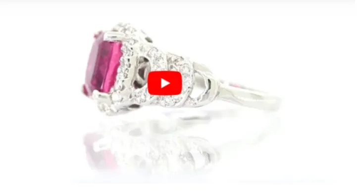 2.18 CT Emerald Pink Tourmaline Diamond Ring 0.45 CT TW 14K White Gold PTR001