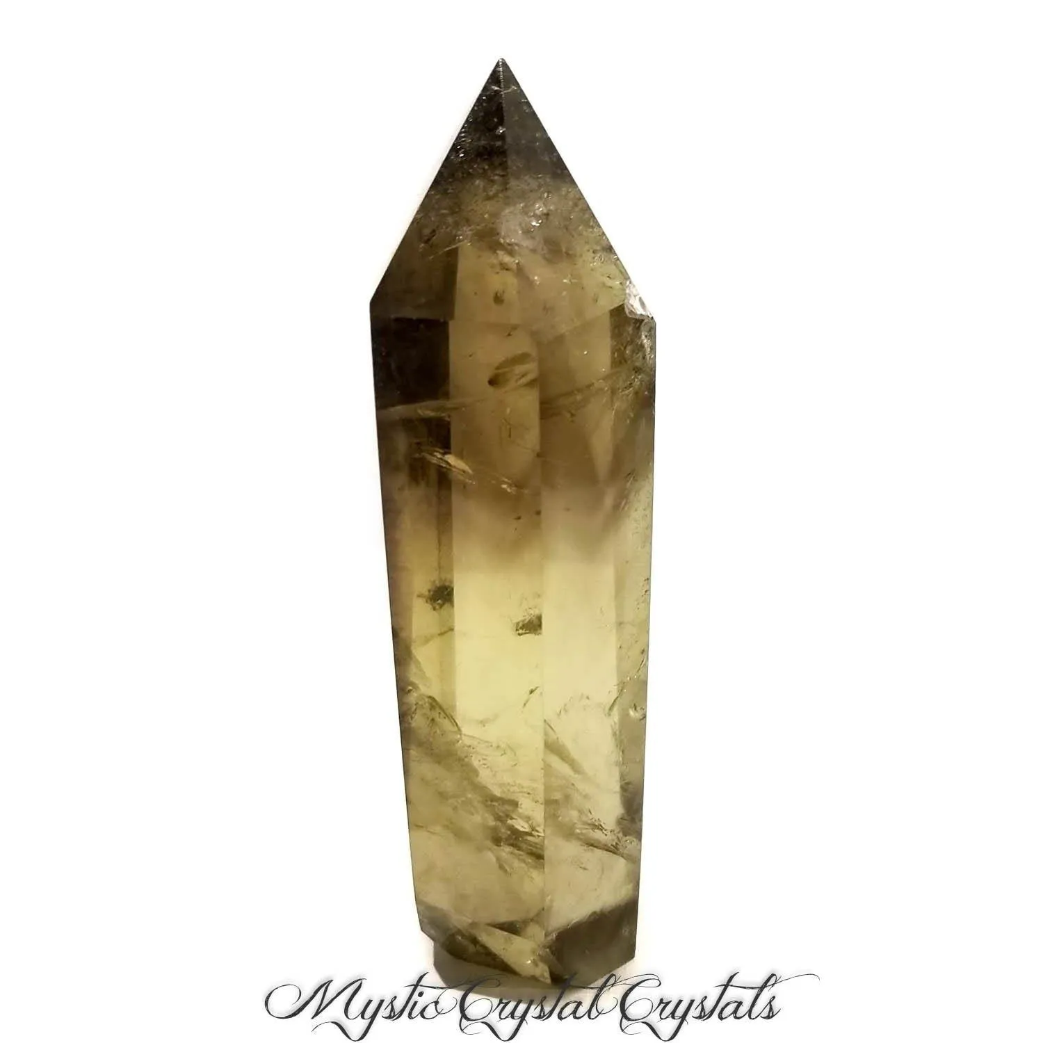 4 1/4 Citrine, Lemon Quartz Point Super Clear w/Rainbows