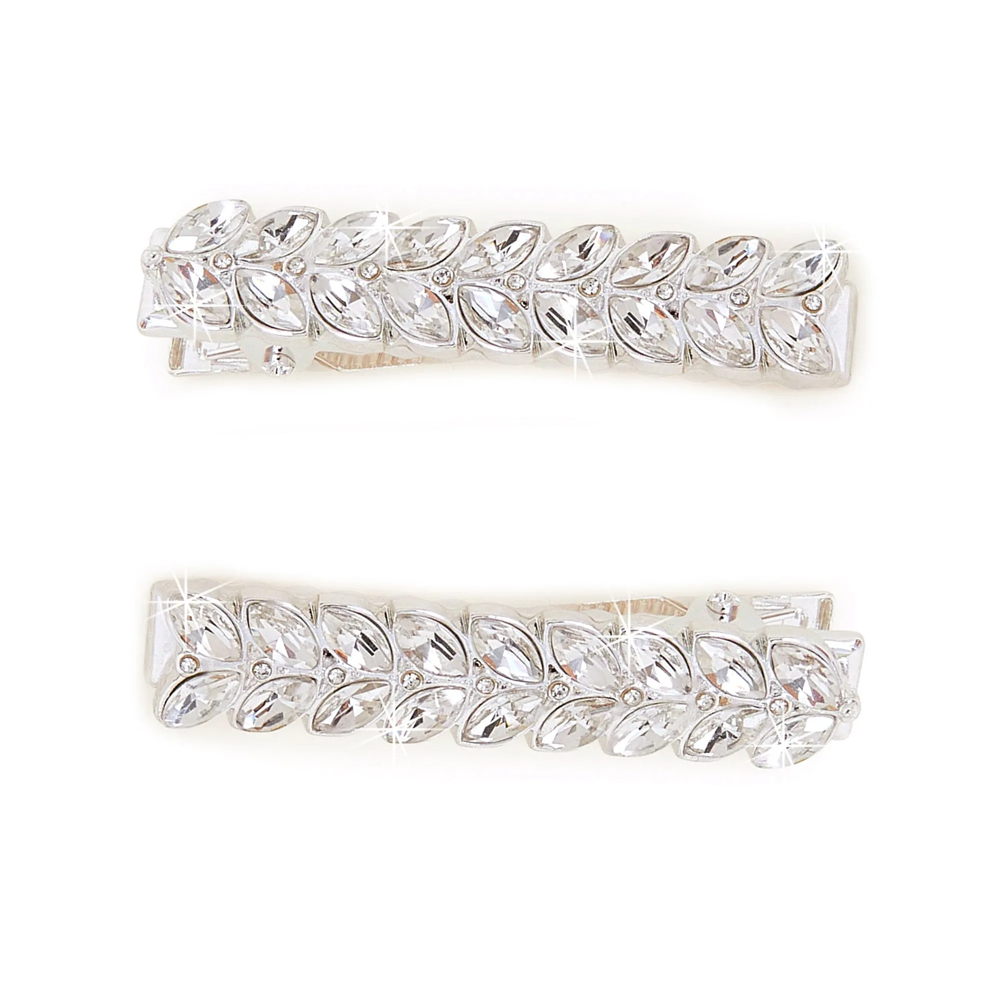 Accessorize London Silver Crystal Leaf Hair Clips Pack Of 2