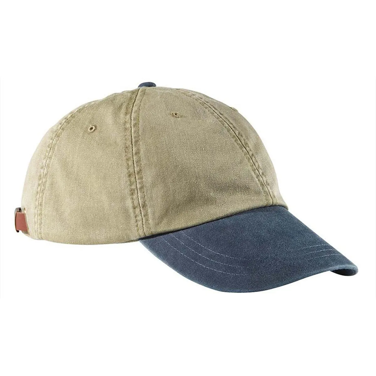 Adams Men's Khaki/Navy 6-Panel Low-Profile Washed Pigment-Dyed Cap