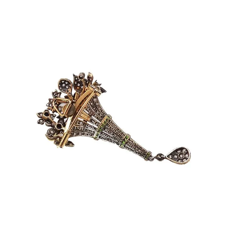 Antique Diamond & Garnet Bouquet Brooch