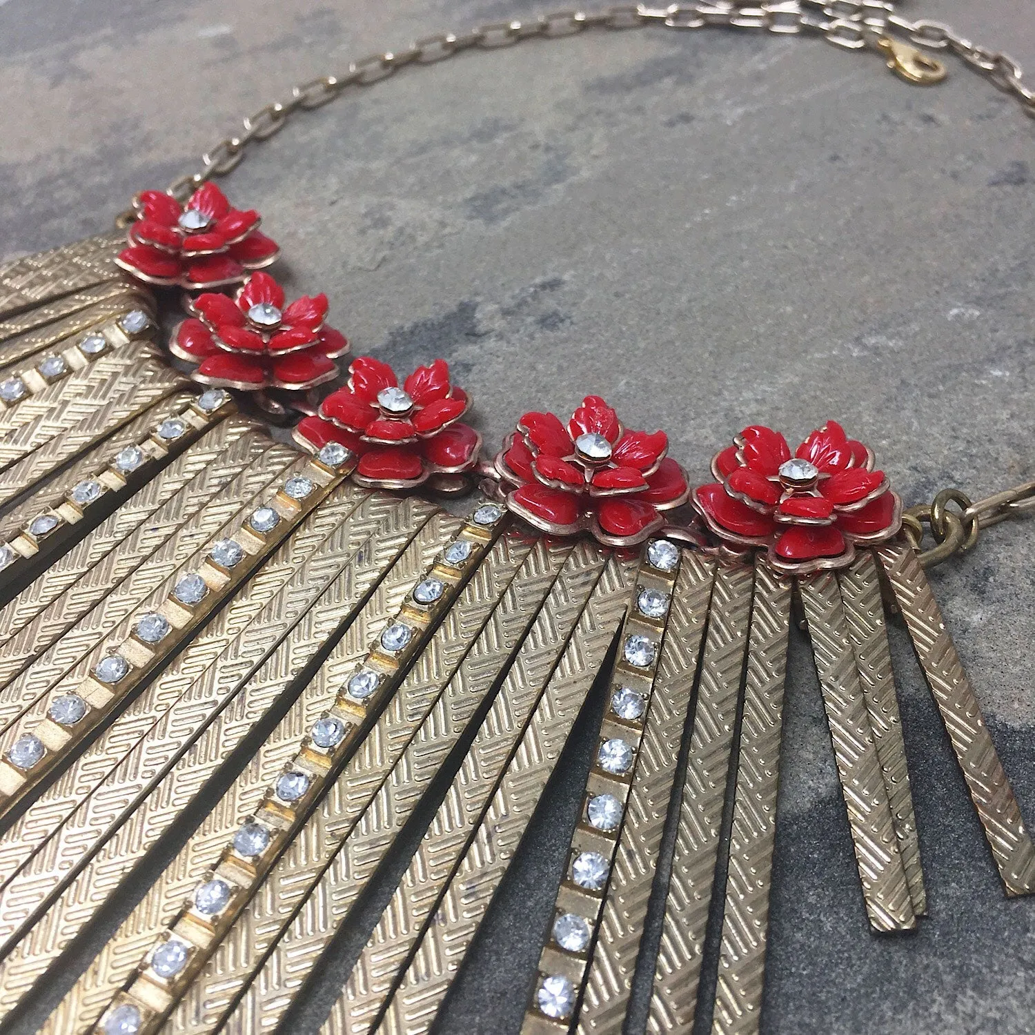 ARABELLA red flower statement necklace