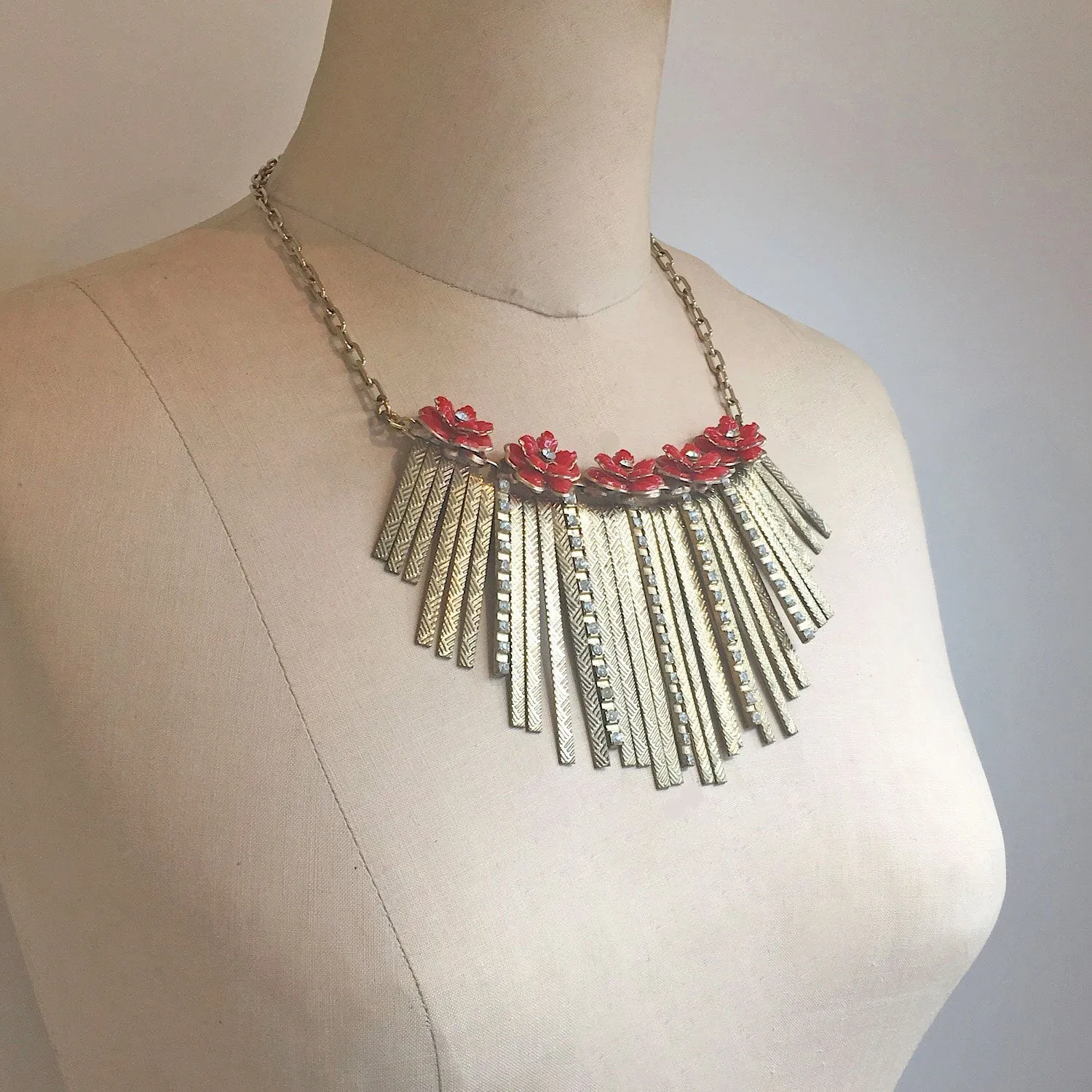 ARABELLA red flower statement necklace