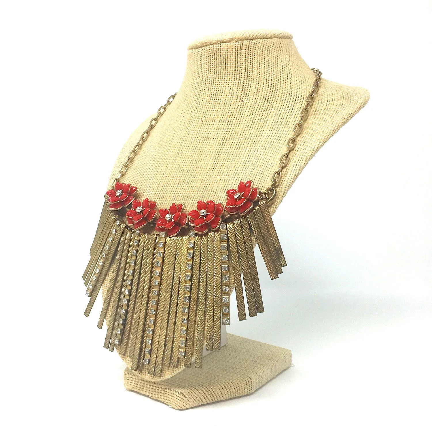 ARABELLA red flower statement necklace