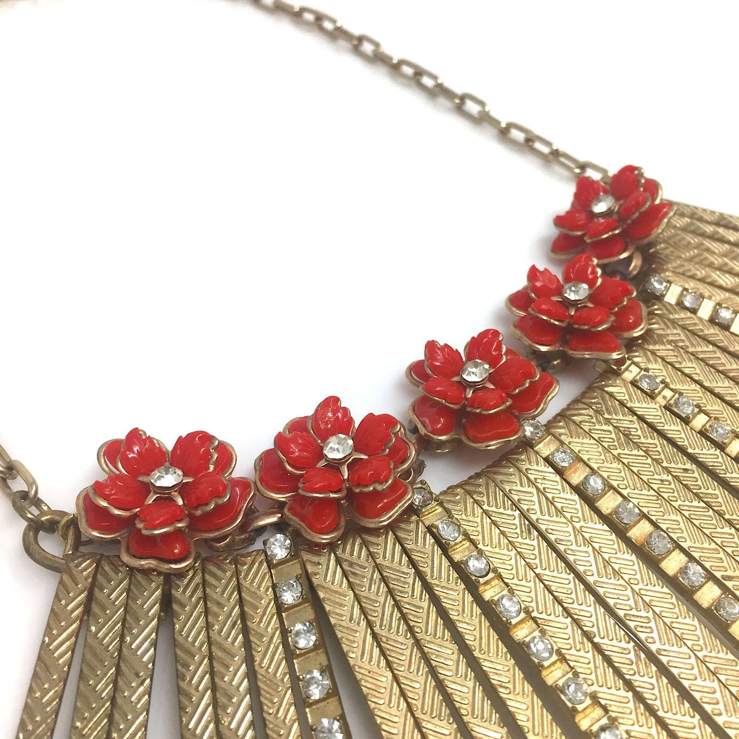 ARABELLA red flower statement necklace