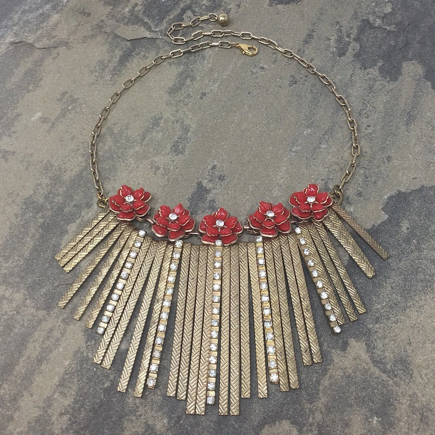 ARABELLA red flower statement necklace