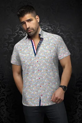 Au Noir  Extensible Short Sleeve Shirt | Neruda White Multi