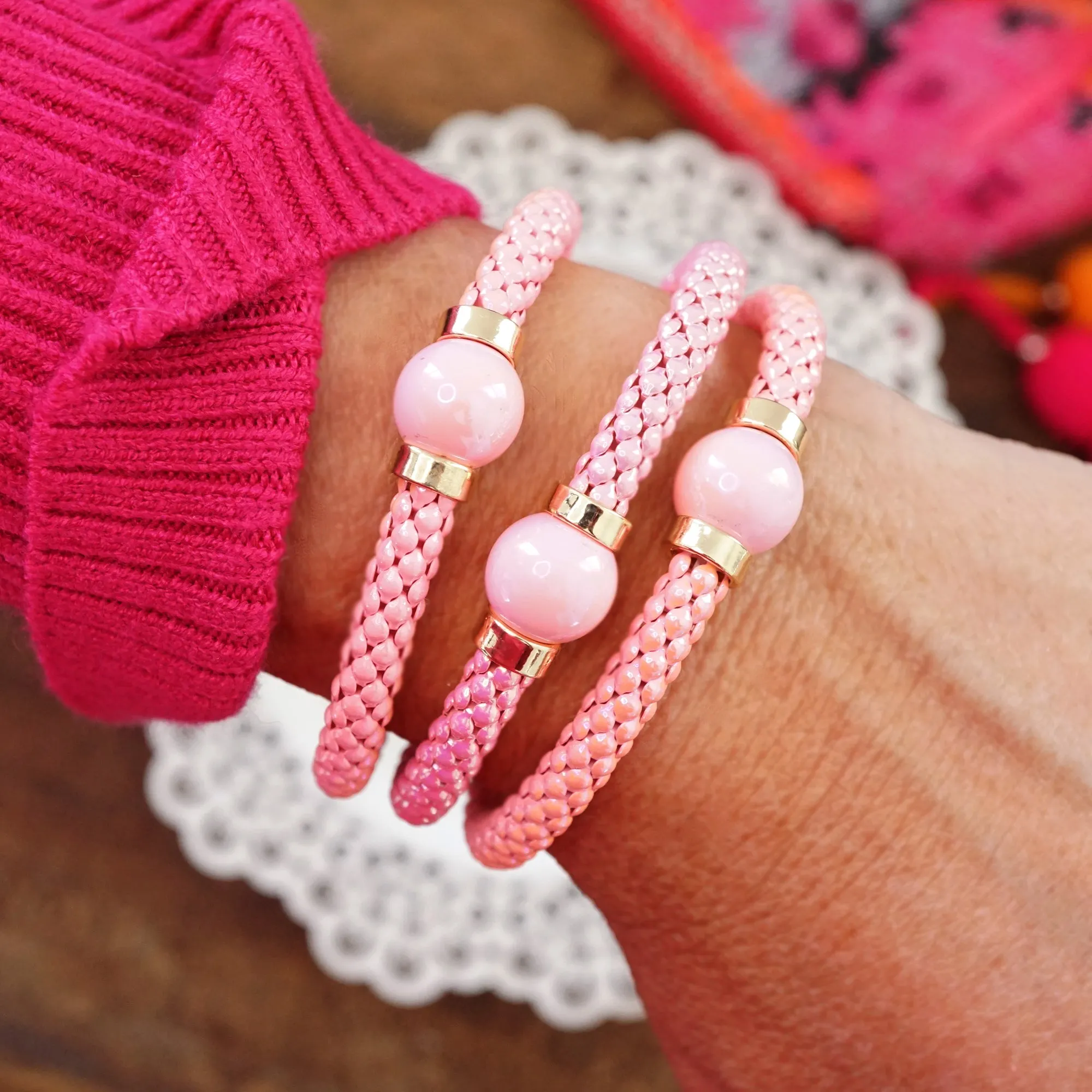 Barbie Pink 3 piece Bracelet stack