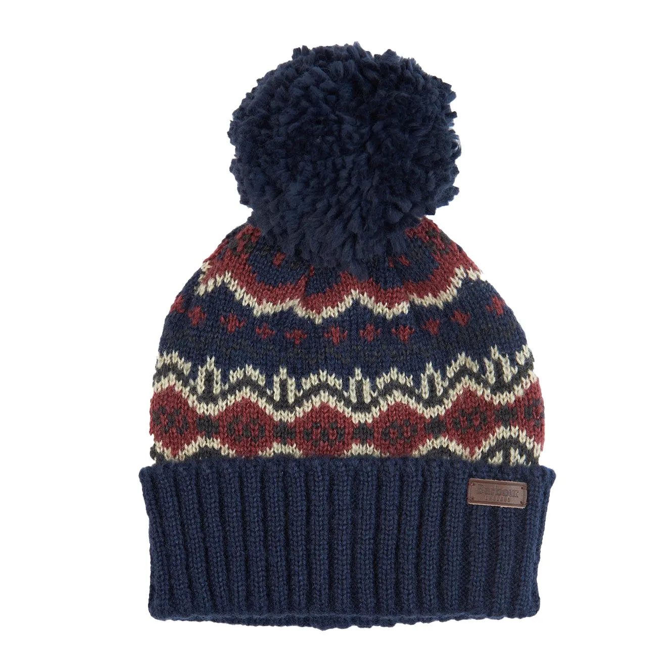 Barbour Case Fair Isle Beanie Hat Navy / Cordovan