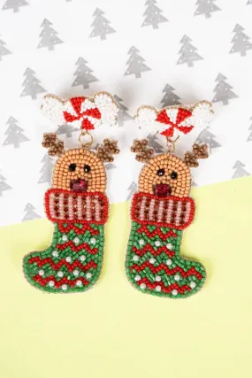 Beaded Christmas earrings