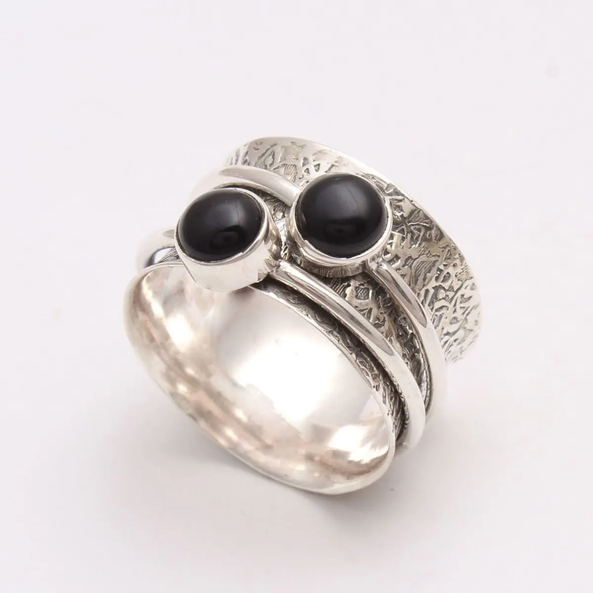 Black Onyx 925 Sterling Solid Silver, Spinner Ring, Thumb Ring, Anxiety Ring, Worry Ring, Fidget Ring, Meditation Ring, Silver Jewelry