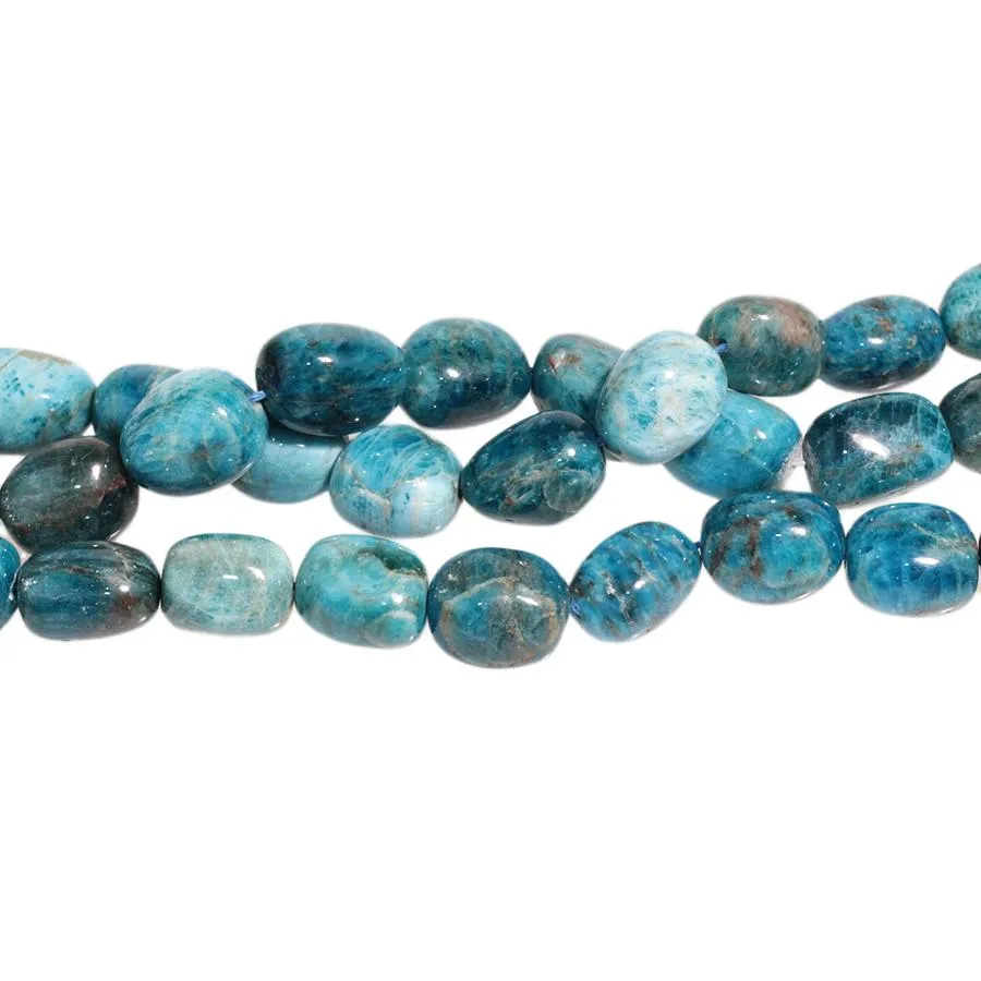 Blue Apatite 12x16mm Tumble Nugget 8-Inch