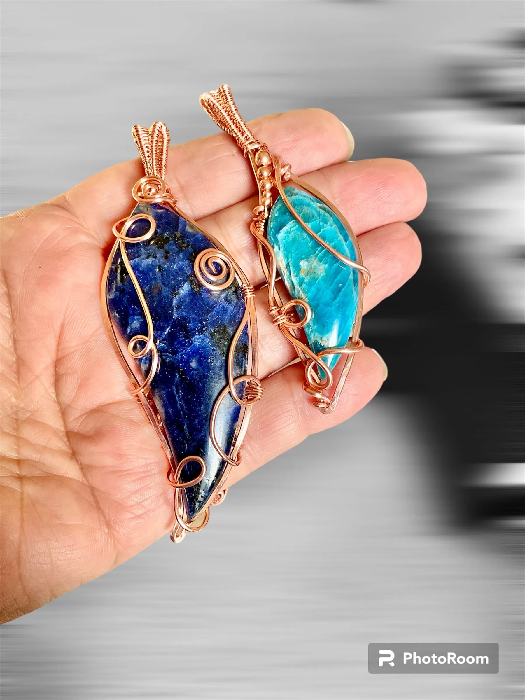 Blue Apatite Wire Wrapped Pendant