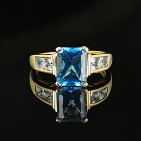 Blue Spinel Aquamarine Ring in 14K Gold