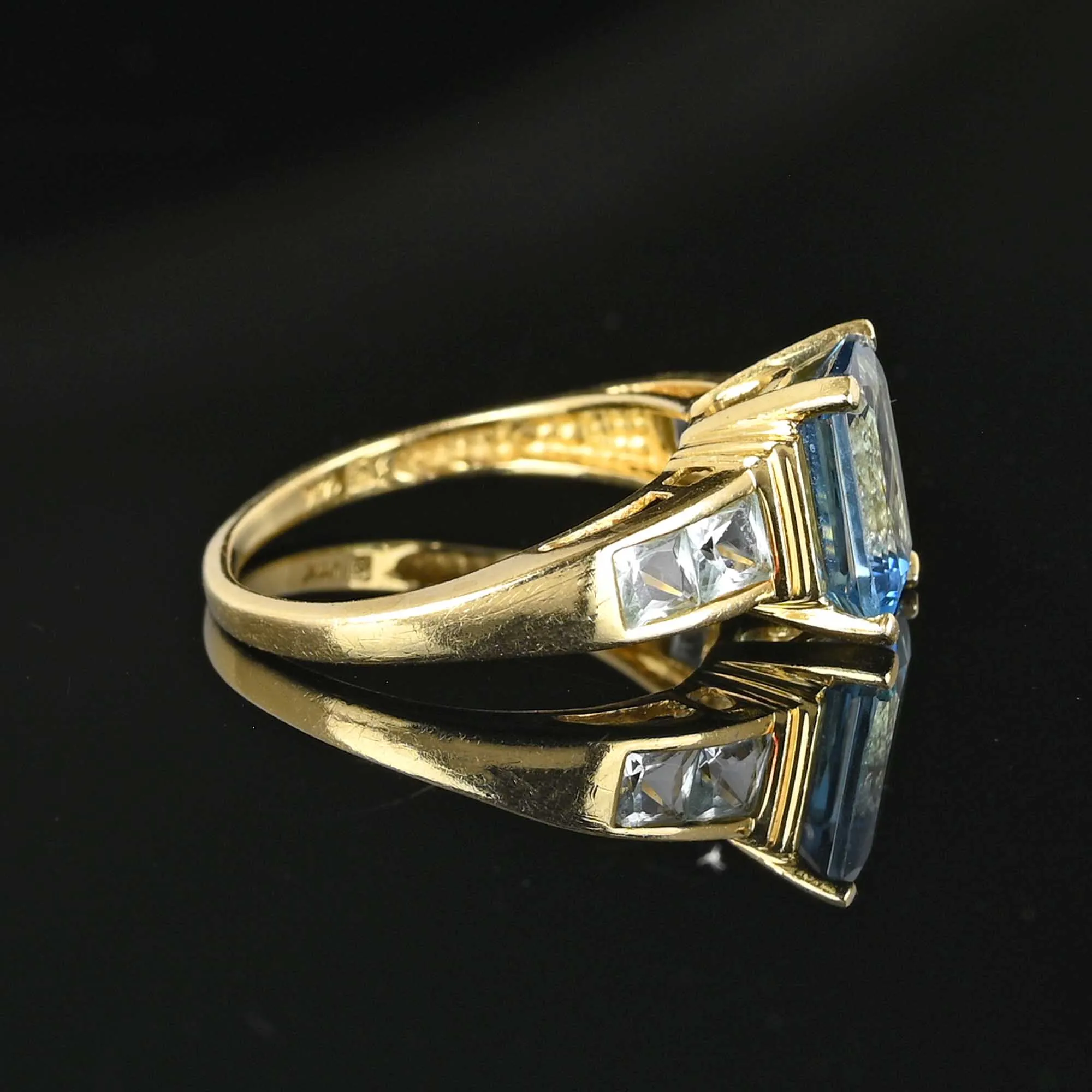 Blue Spinel Aquamarine Ring in 14K Gold