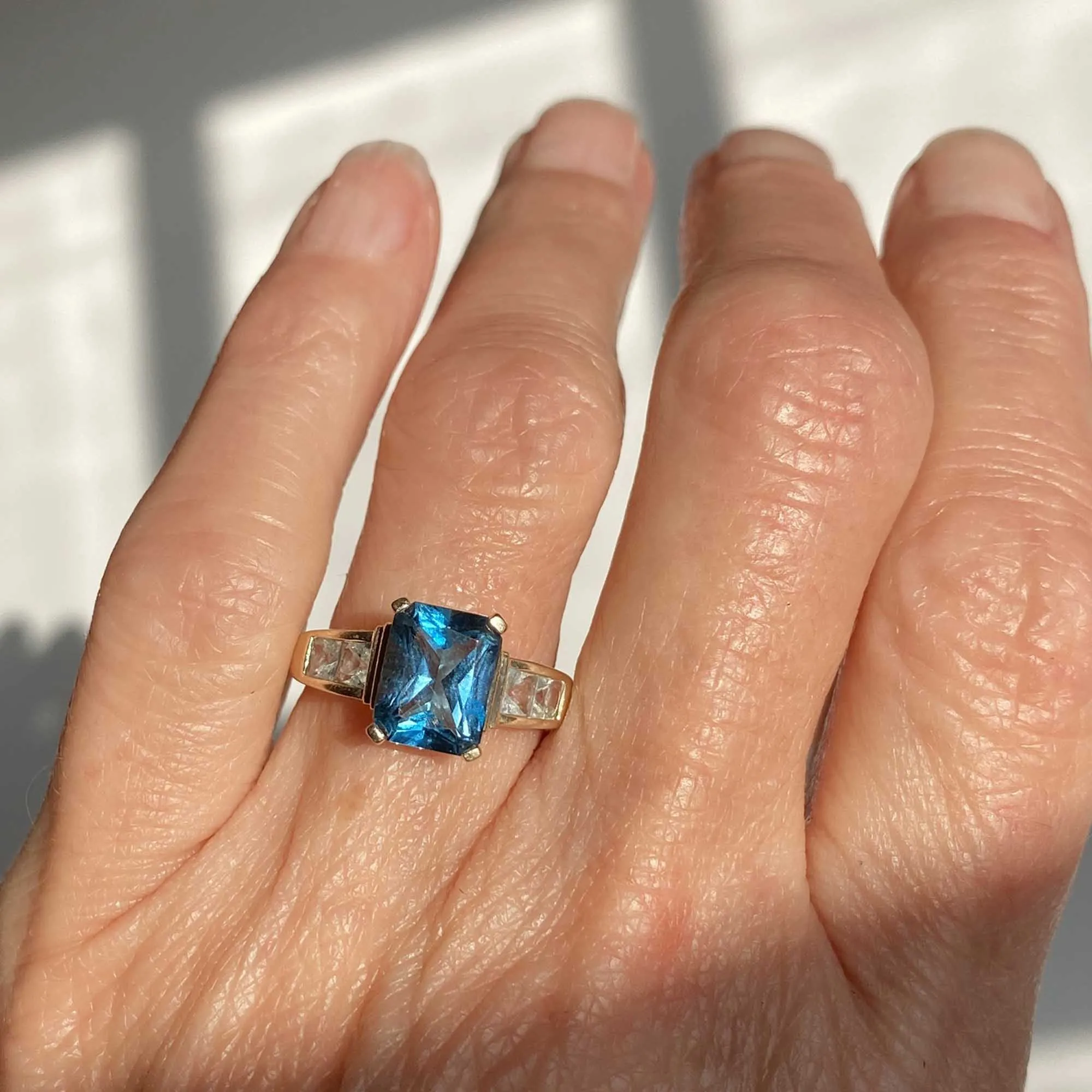 Blue Spinel Aquamarine Ring in 14K Gold