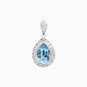 Blue Teardrop Swarovski Crystal Pendant with Pave Crystal Detail