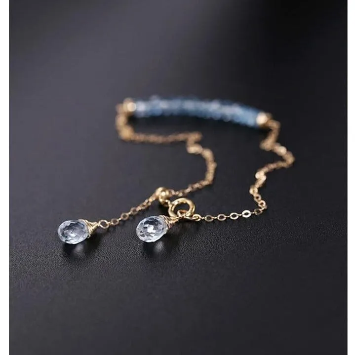 Blue Topaz Yellow 14K Gold Bracelet