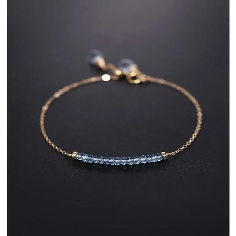 Blue Topaz Yellow 14K Gold Bracelet