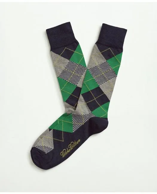 Brooks Brothers Men's Argyle Crew Socks Navy