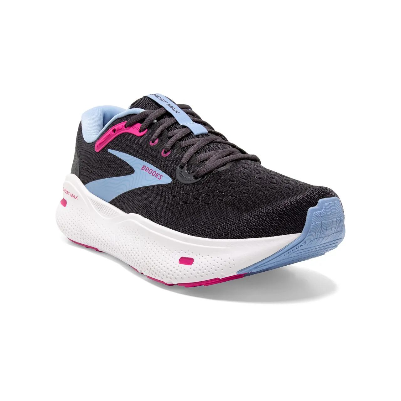 Brooks Ghost Max (Womens) - Ebony/Open Air/Lilac Rose