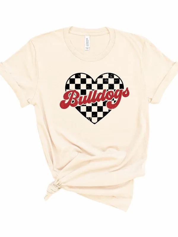 Bulldogs Checkered Heart Graphic Gameday Tee