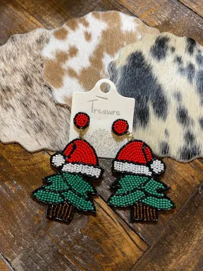 Christmas tree beaded earrings