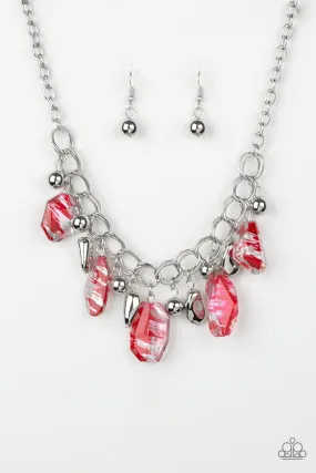 Chroma Drama Red and Silver Necklace - Paparazzi Accessories