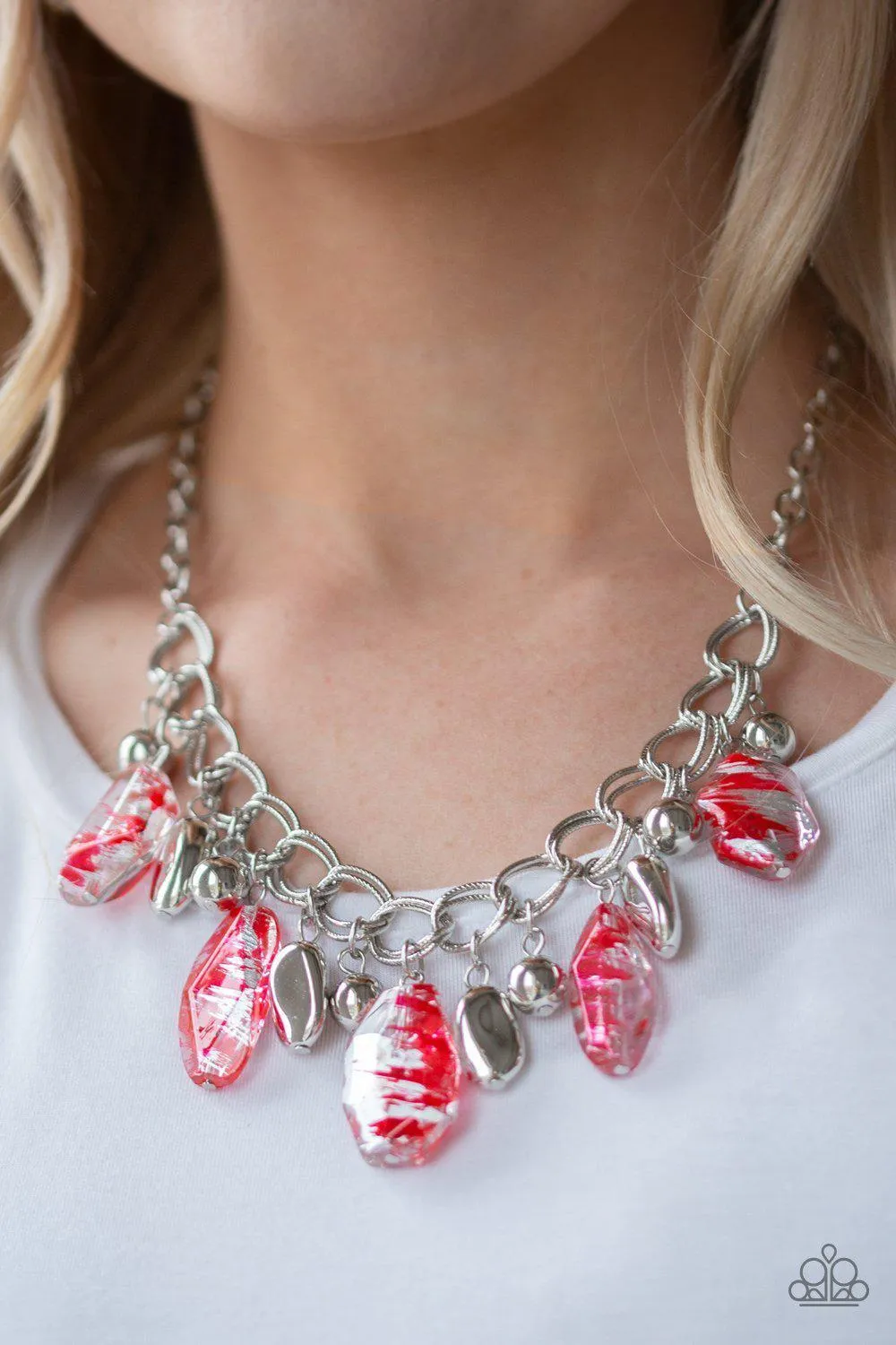 Chroma Drama Red and Silver Necklace - Paparazzi Accessories