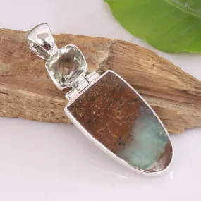 Chrysoprase Green Amethyst Sterling Silver Pendant, Crystal Pendant, Handmade 925 Solid Silver pendant, Chrysoprase Green Amethyst Silver Pendant