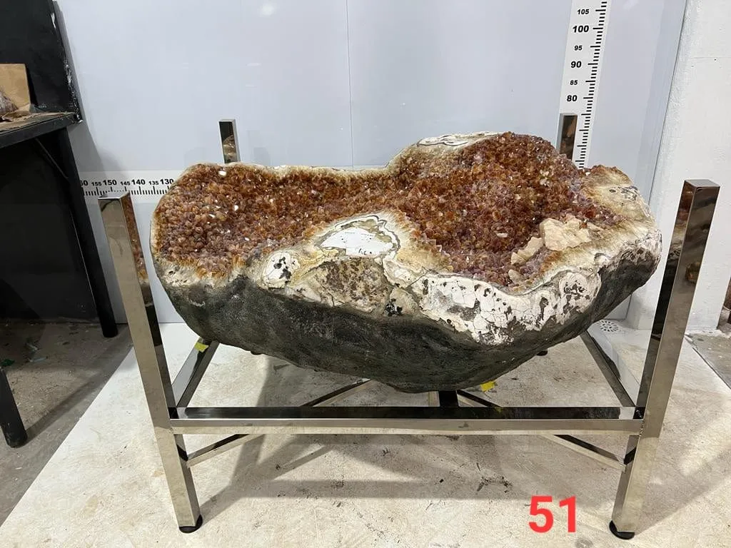 Citrine Geode Table from Brazil on Custom Stand - 45 / 992 lbs