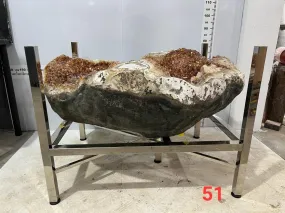 Citrine Geode Table from Brazil on Custom Stand - 45 / 992 lbs