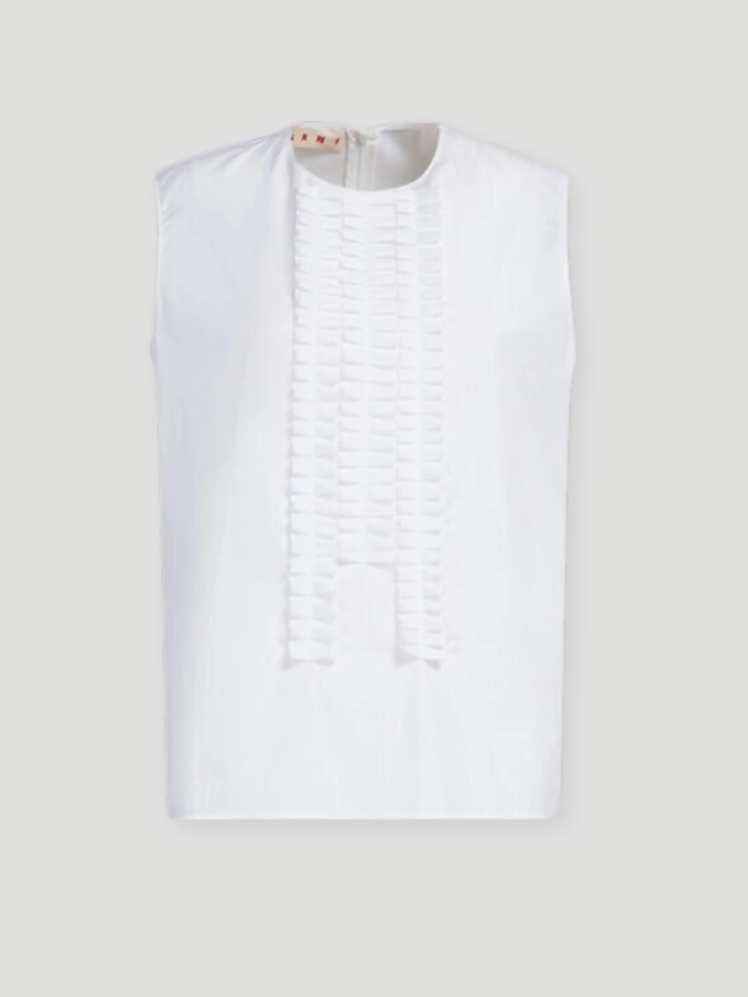 Cotton Poplin Sleeveless Pleated-Front Top