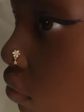 Dangle Flower Gem Nose Stud Piercing