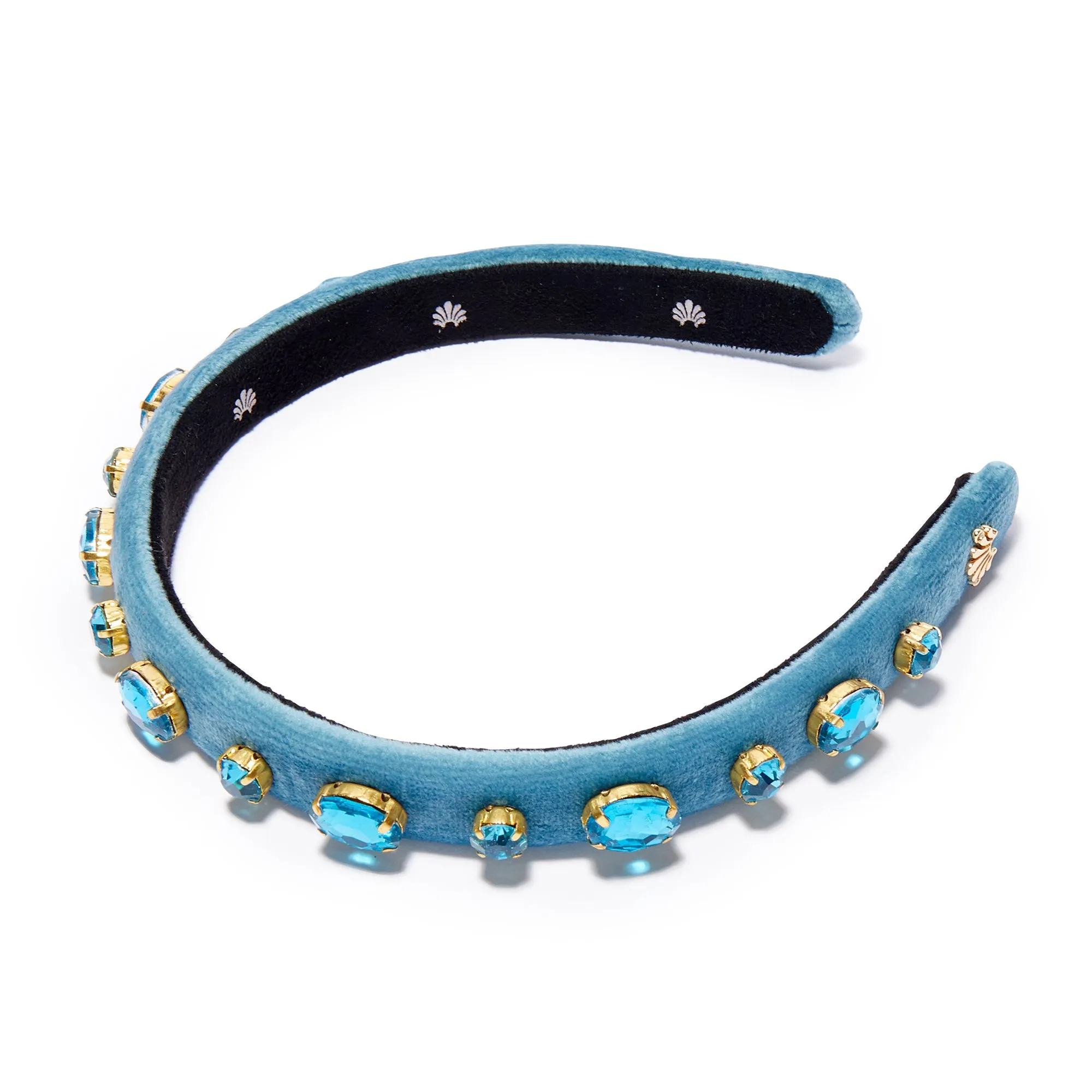 DECEMBER BLUE TOPAZ OVAL CRYSTAL VELVET GIGI HEADBAND