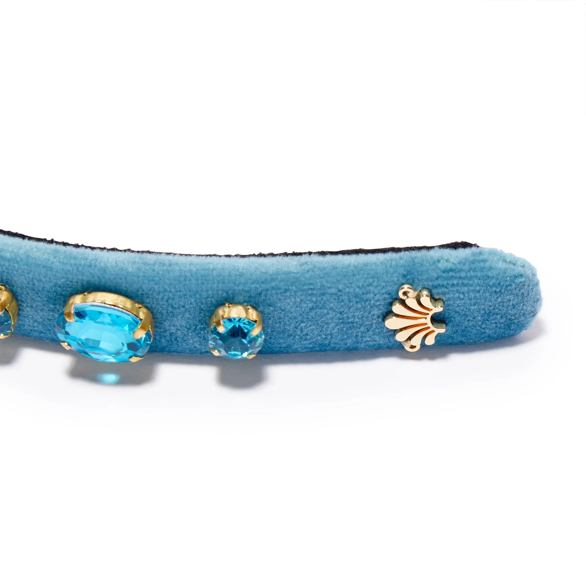 DECEMBER BLUE TOPAZ OVAL CRYSTAL VELVET GIGI HEADBAND