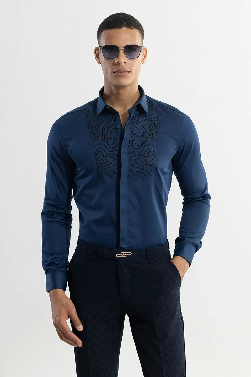 Delusion Embroidered Blue Shirt