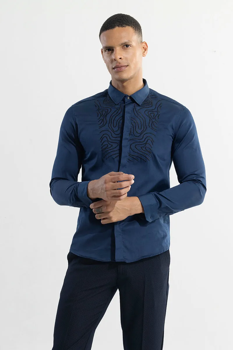 Delusion Embroidered Blue Shirt