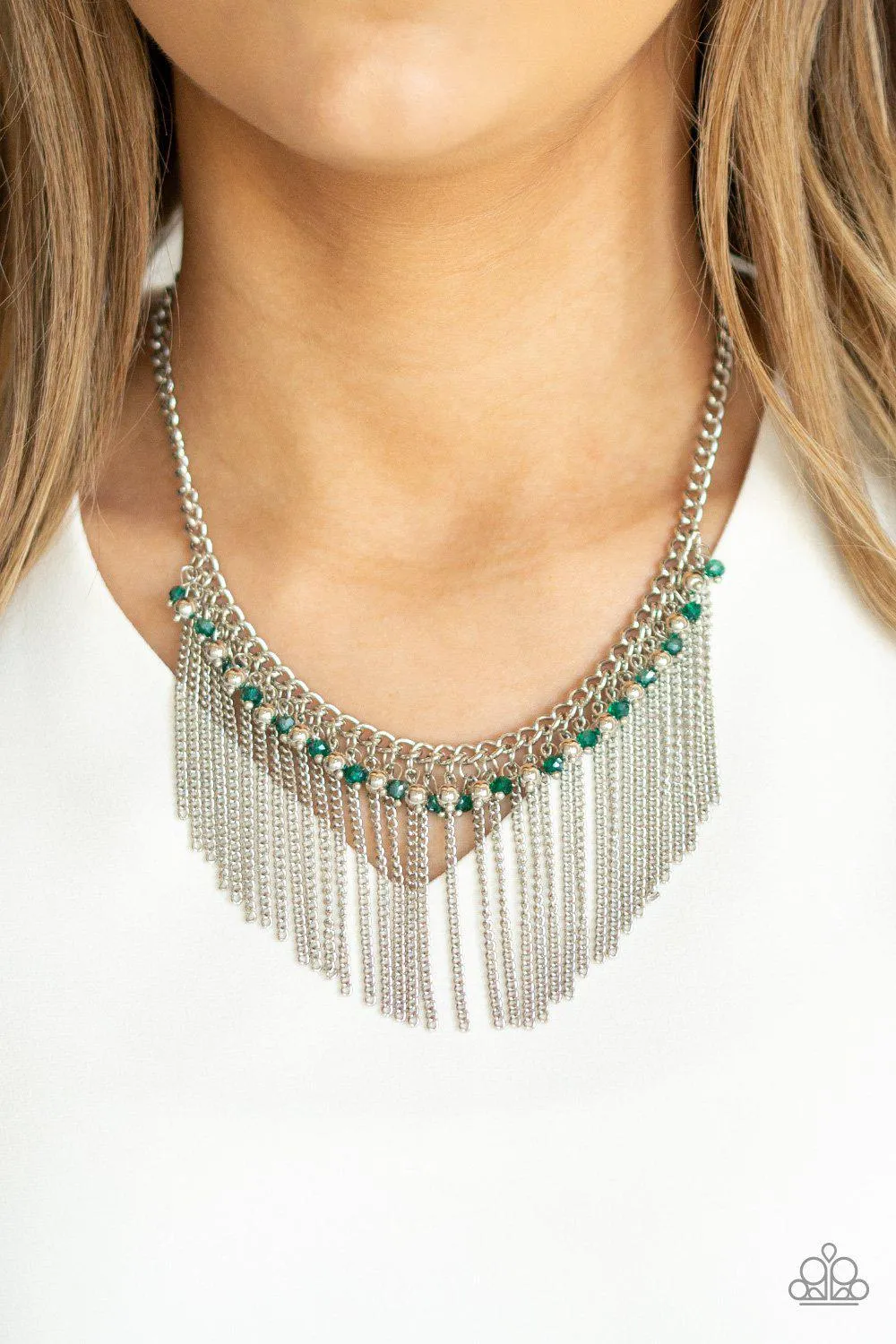 Divinely Diva Green and Silver Necklace - Paparazzi Accessories