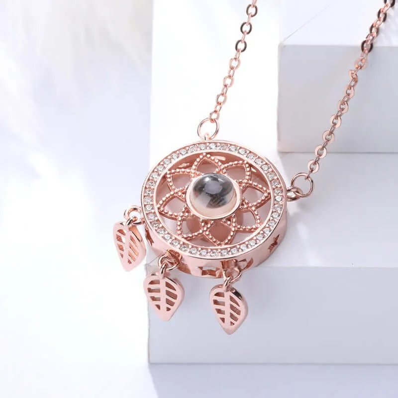 Dream Catcher CZ Diamonds Necklace With Picture Inside