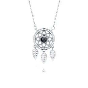 Dream Catcher CZ Diamonds Necklace With Picture Inside