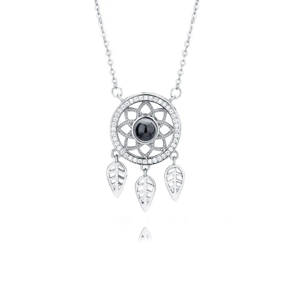 Dream Catcher CZ Diamonds Necklace With Picture Inside