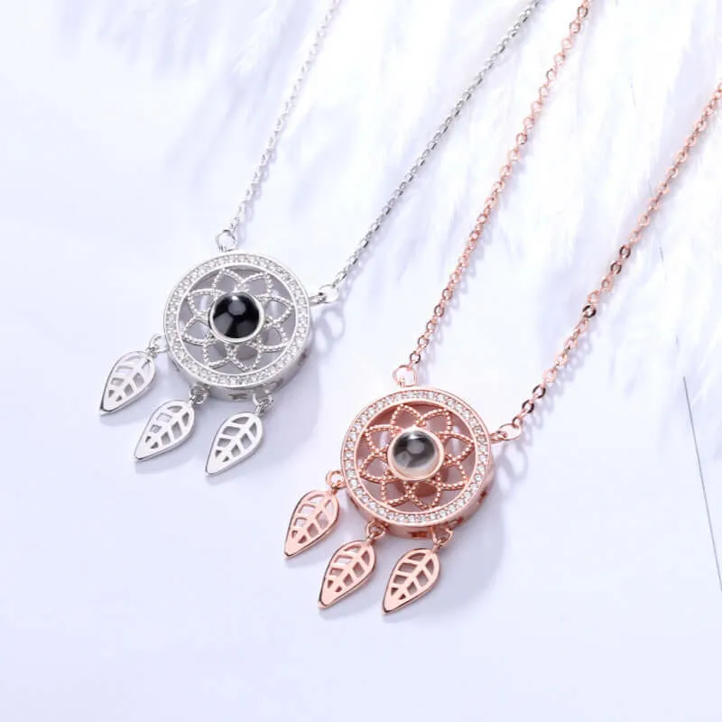 Dream Catcher CZ Diamonds Necklace With Picture Inside