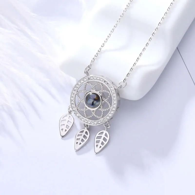 Dream Catcher CZ Diamonds Necklace With Picture Inside