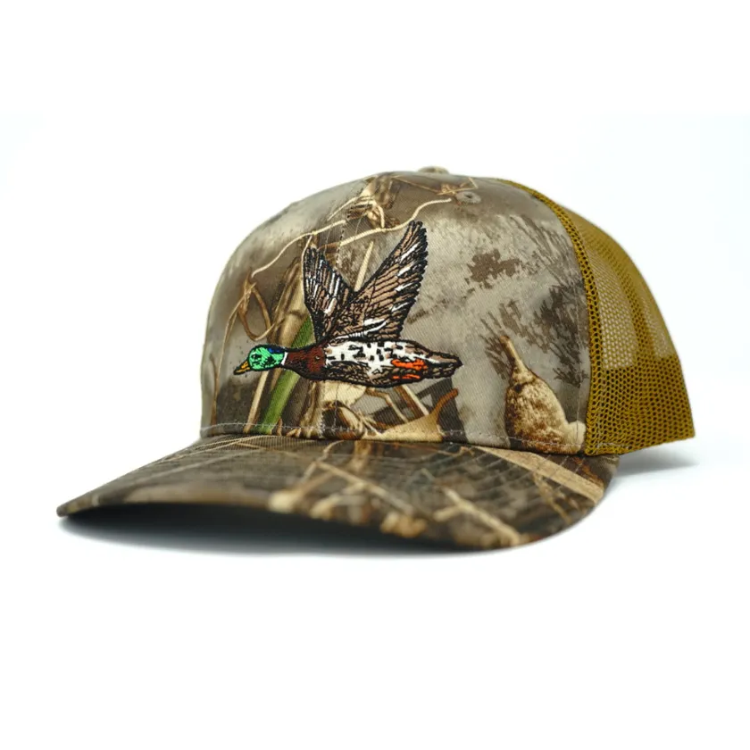 Embroidered Mallard Snapback Camo Hunting Hat - Bottomland