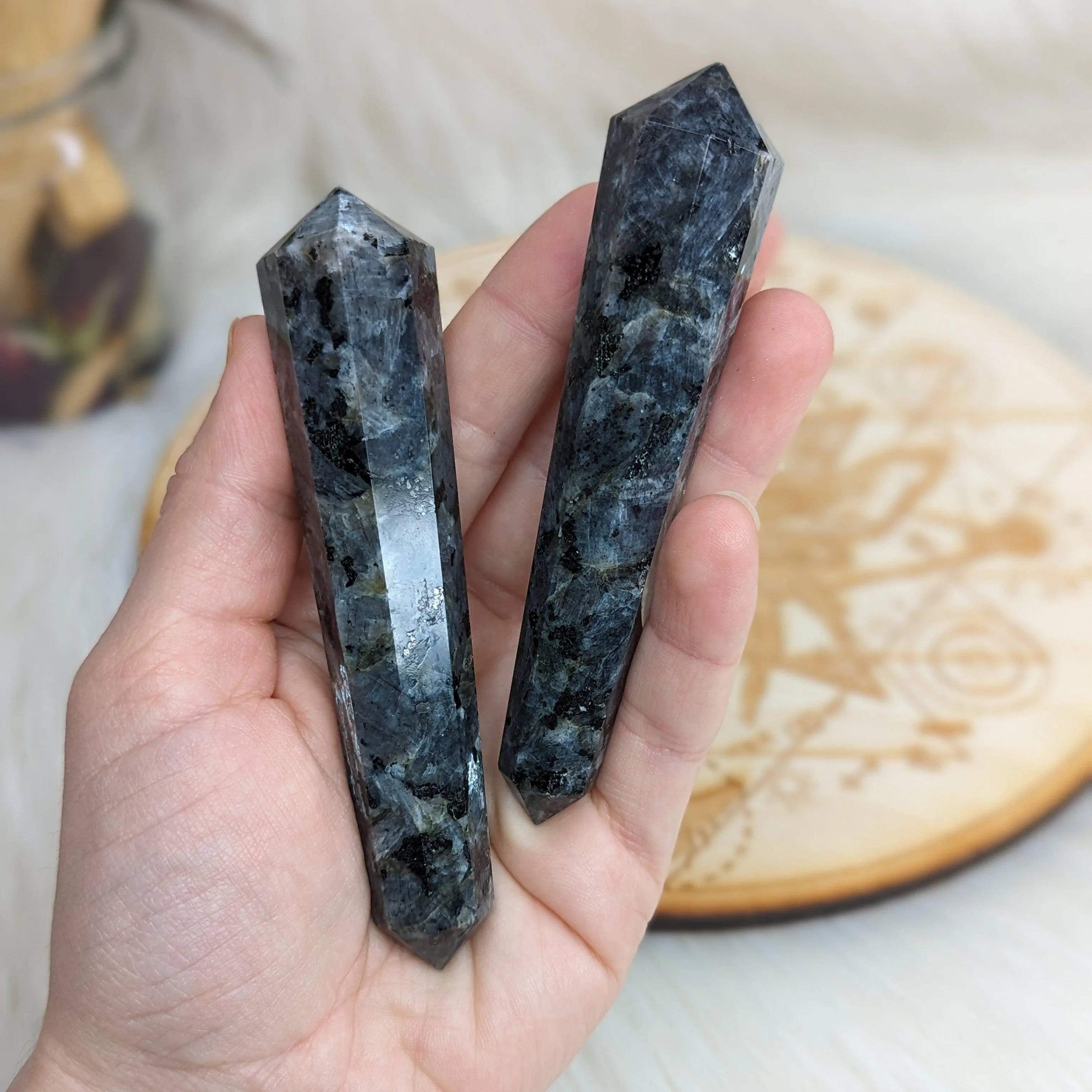 Flashy Larvikite Healing Wand ~Access Higher Realms with Protective Energy~